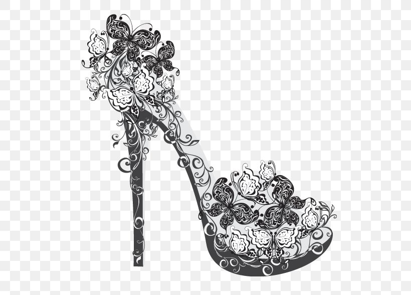 Shoe High-heeled Footwear Greeting Card Birthday, PNG, 670x588px, Shoe, Birthday, Black And White, Fashion, Footwear Download Free
