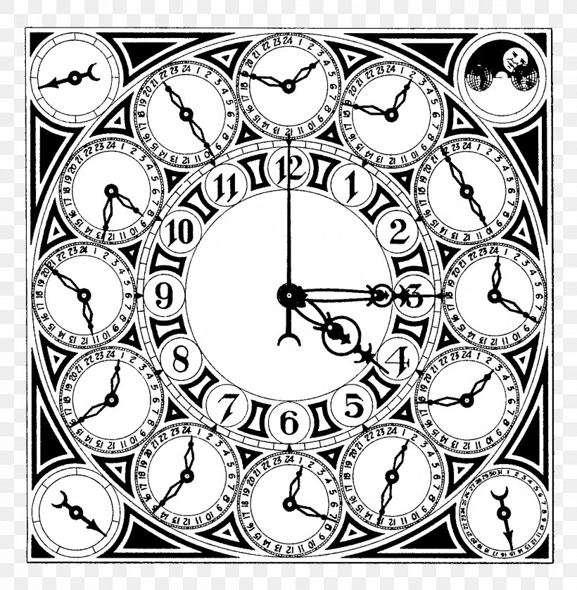 Clock Face Drawing Black And White, PNG, 1444x1476px, Clock Face, Art, Black And White, Clock, Coloring Book Download Free