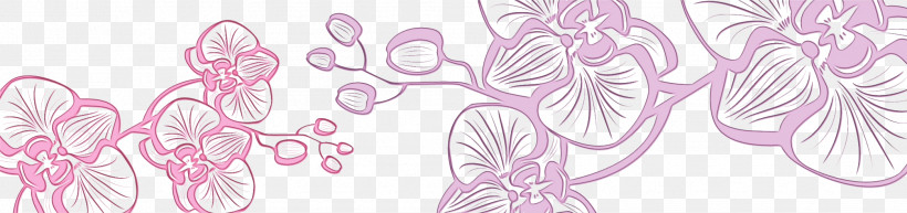 Pink Plant Line Art Pattern, PNG, 2089x494px, Flower Border, Floral Line, Flower Background, Line Art, Paint Download Free