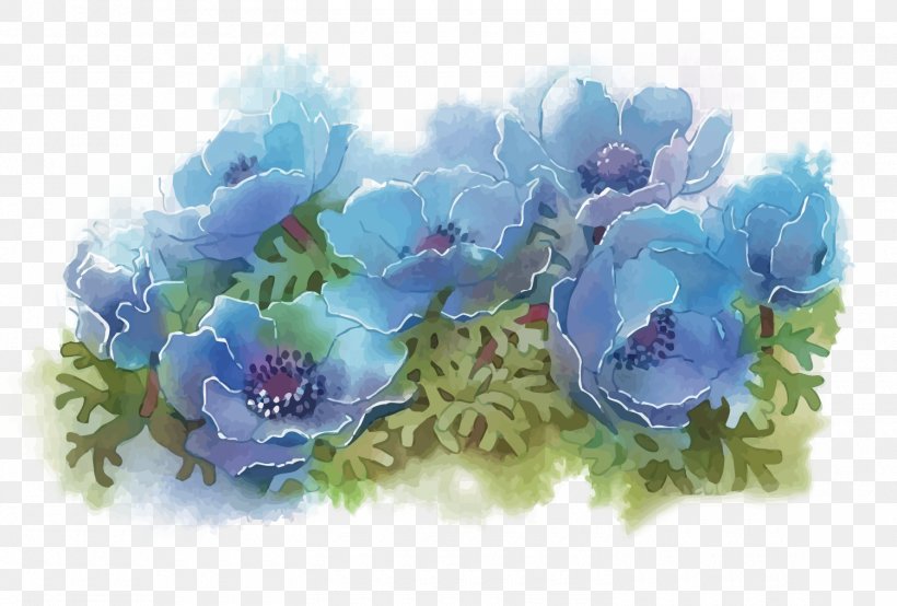 Floral Design Flower Illustration, PNG, 1500x1014px, Floral Design, Anemone, Art, Artificial Flower, Blue Download Free
