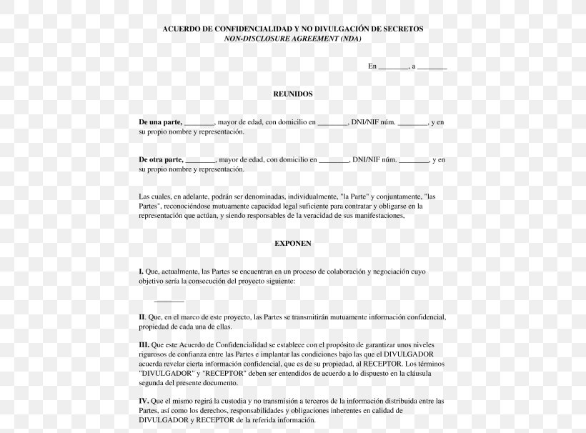Document Non-disclosure Agreement Contract Confidencialidad Pact, PNG, 532x606px, Document, Area, Confidencialidad, Contract, Contract Of Sale Download Free