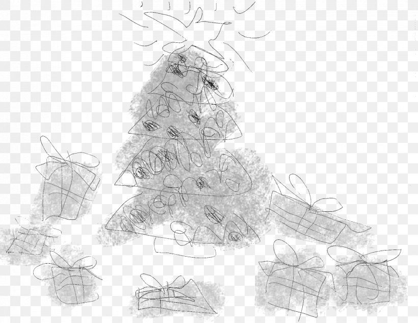 Christmas Tree Vertebrate Line Art Sketch, PNG, 1650x1275px, Christmas Tree, Artwork, Black And White, Branch, Christmas Download Free