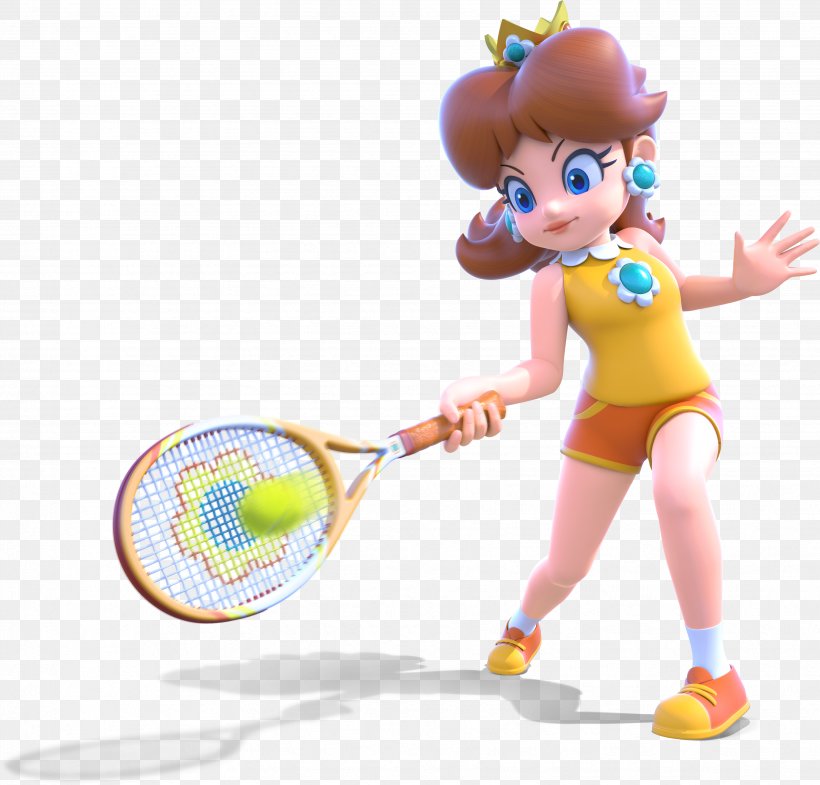 Princess Daisy Mario Tennis: Ultra Smash Princess Peach, PNG, 3471x3327px, Princess Daisy, Ball, Figurine, Luigi, Mario Download Free