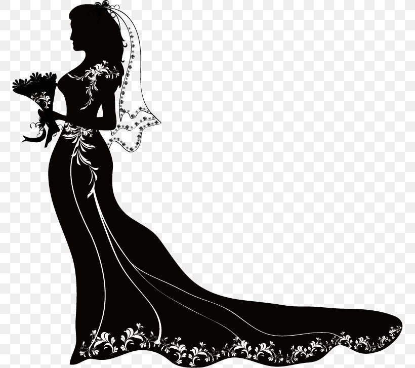 Silhouette Engagement Clip Art, PNG, 772x727px, Silhouette, Art, Black, Black And White, Bride Download Free