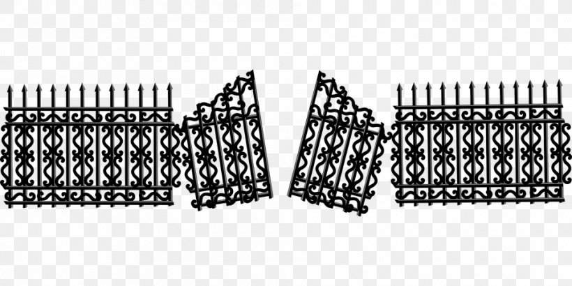 Fence Drawing Gate, PNG, 960x480px, Fence, Black And White, Drawing, Gate, Hardware Accessory Download Free