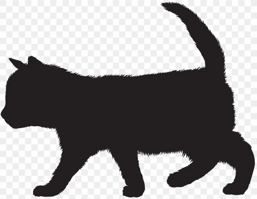 Kitten Black Cat Whiskers Domestic Short-haired Cat Silhouette, PNG, 8000x6190px, Kitten, Black, Black And White, Black Cat, Canidae Download Free