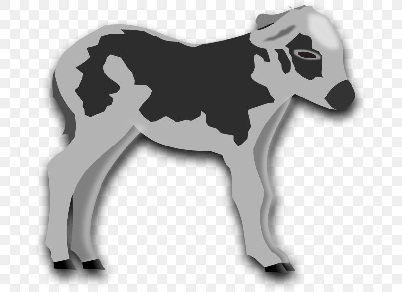 Clip Art Calf Openclipart Cattle Image, PNG, 681x596px, Calf, Black And White, Cattle, Cattle Like Mammal, Dog Like Mammal Download Free