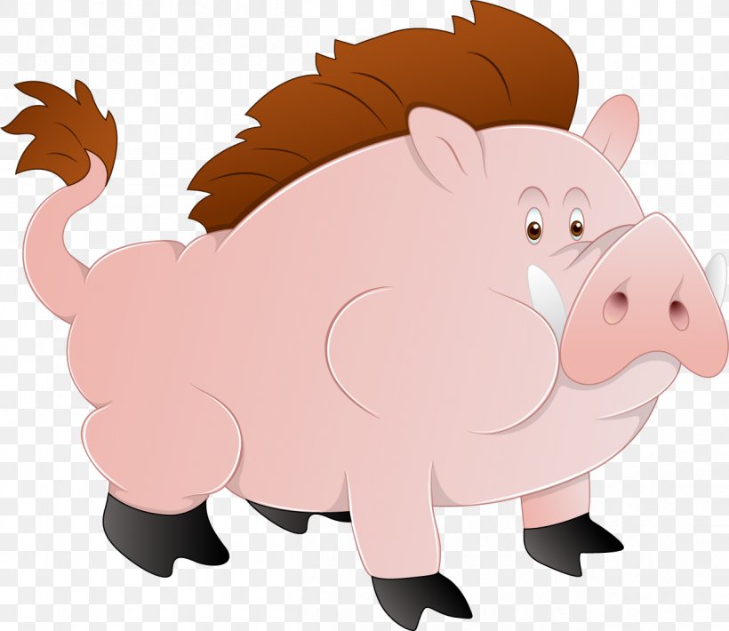 Domestic Pig Euclidean Vector Illustration, PNG, 1257x1089px, Domestic Pig, Caricature, Cartoon, Drawing, Livestock Download Free