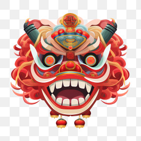 Chinese Lion Dance Head - Colorful Chinese Dragon Mask For Festival Celebration PNG