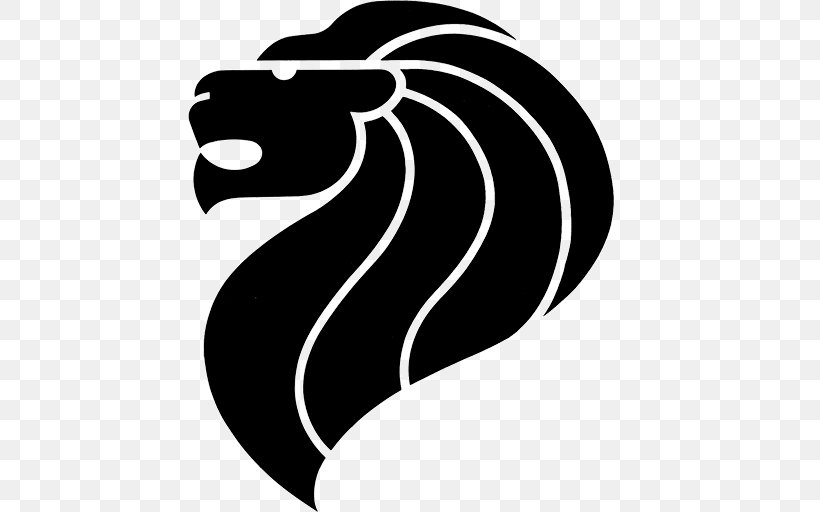 Lion Head Symbol Of Singapore Flag Of Singapore Merlion National Symbol, PNG, 512x512px, Singapore, Artwork, Black, Black And White, Fictional Character Download Free