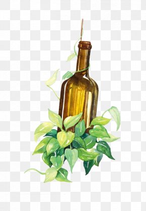 Bottle - Wine Bottle Watercolor Painting PNG