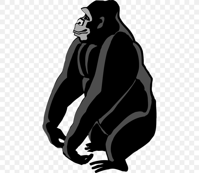 Gorilla Clip Art, PNG, 470x713px, Gorilla, Bear, Black, Black And White, Carnivoran Download Free