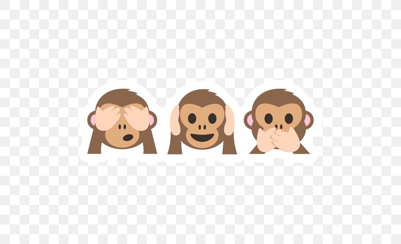 Sticker Three Wise Monkeys Emoji, PNG, 500x500px, Sticker, Advertising, Android, Cartoon, Computer Software Download Free