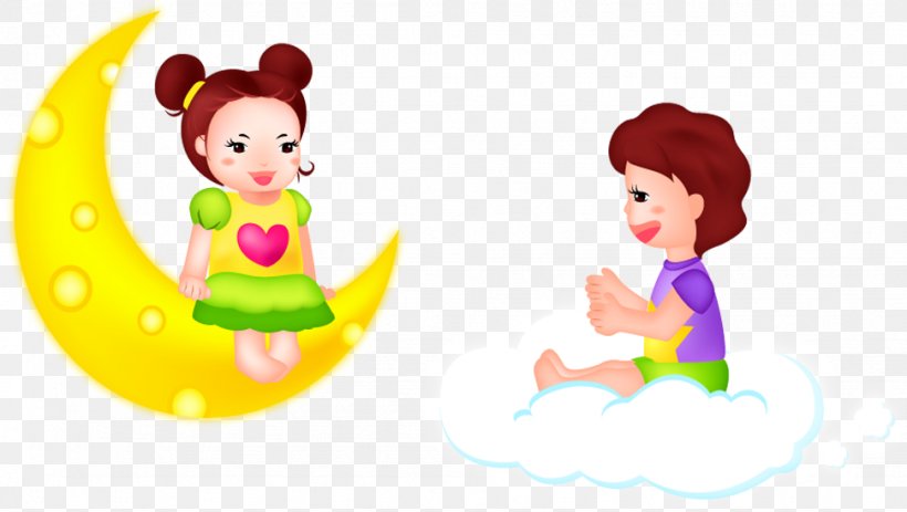 Children Sitting On Clouds Vector Illustration Moon, PNG, 972x550px, Cloud, Art, Cartoon, Child, Clip Art Download Free