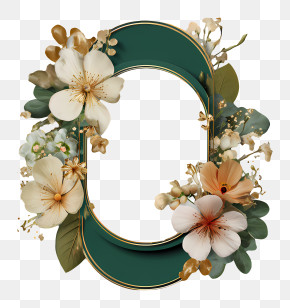 Green Oval Floral Frame PNG