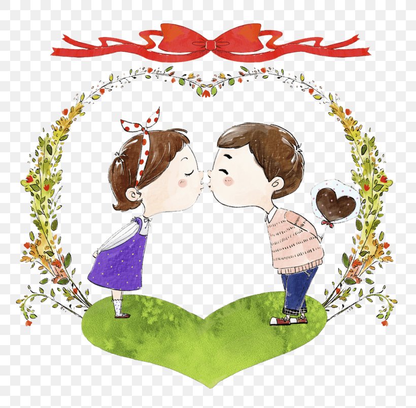 Kiss Love Illustration Significant Other Romance, PNG, 804x804px, Kiss, Art, Cartoon, Christmas, Christmas Decoration Download Free