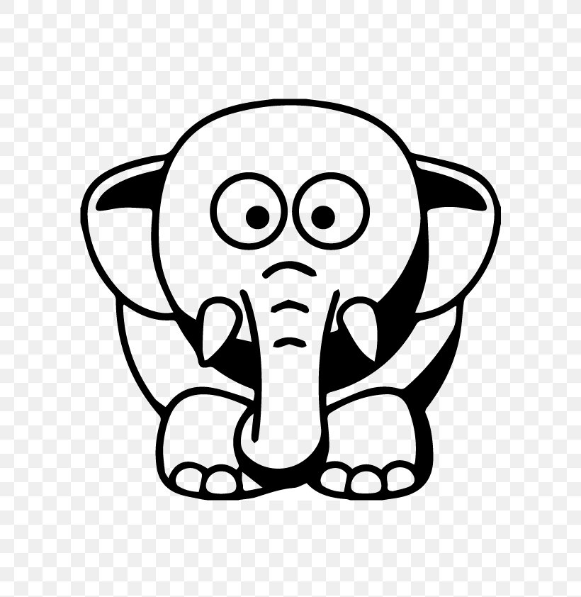Elephant Cartoon Drawing Black And White Clip Art, PNG, 595x842px,  Watercolor, Cartoon, Flower, Frame, Heart Download