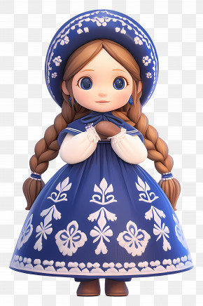 Russian Doll - Traditional Doll In Blue Dress PNG