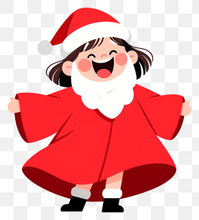 Little Girl Celebrating Christmas - Happy Little Santa Girl PNG