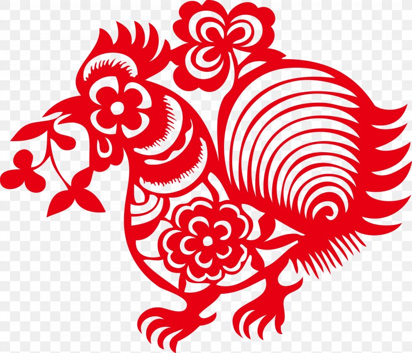 Chicken Chinese Zodiac Papercutting Chinese New Year, PNG, 2091x1795px, Watercolor, Cartoon, Flower, Frame, Heart Download Free