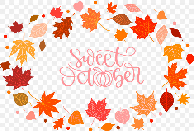 Sweet October October Autumn, PNG, 3000x2036px, October, Autumn, Fall, Floral Design, Opentype Download Free