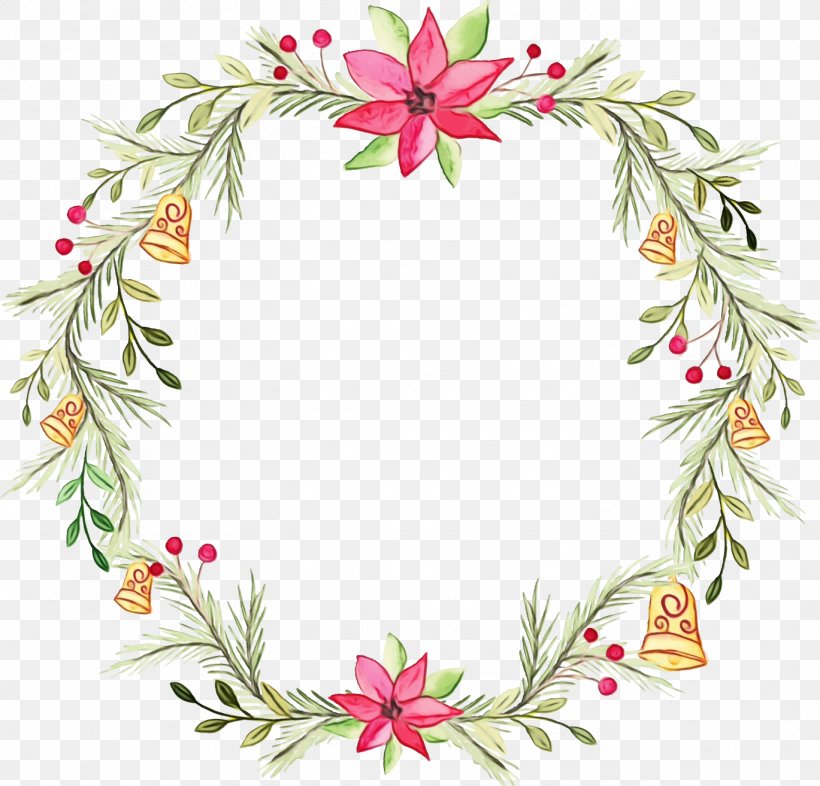 Watercolor Christmas Wreath, PNG, 1369x1313px, Watercolor Painting, Christmas Day, Fir, Floral Design, Flower Download Free