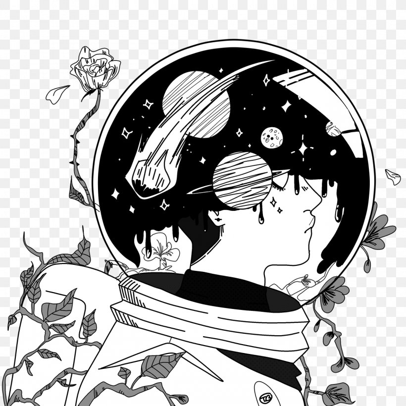 Drawing Art Aesthetics Outer Space Astronaut, PNG, 1280x1280px, Drawing, Aesthetics, Art, Astronaut, Black Download Free