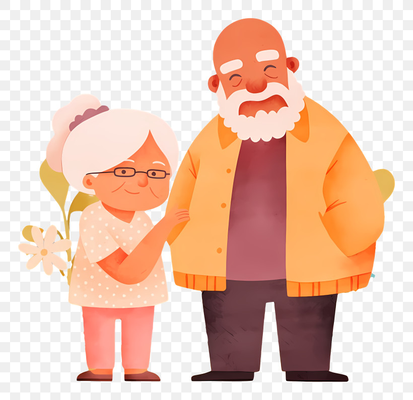 Elderly Couple - Elderly Couple With Glasses And Flower PNG