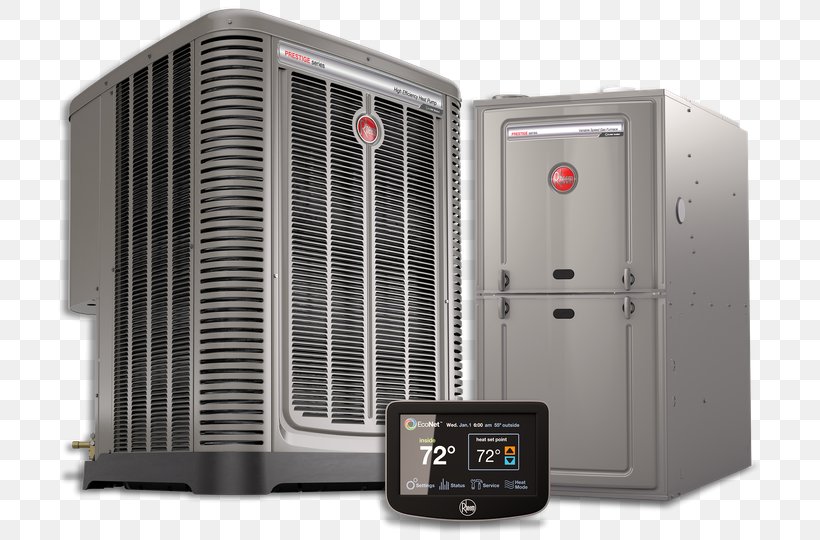 Furnace HVAC Air Conditioning Rheem Seasonal Energy Efficiency Ratio, PNG, 720x540px, Furnace, Air Conditioning, Central Heating, Duct, Electronic Device Download Free