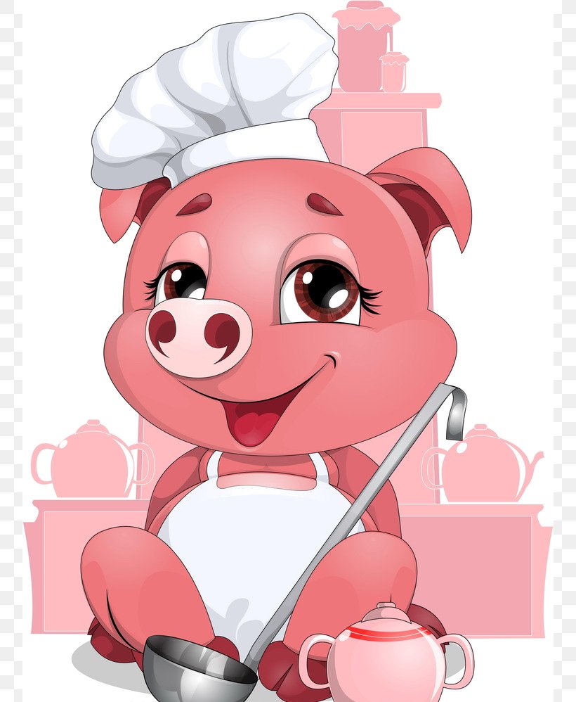 Pig Vector Graphics Chef Clip Art Stock Illustration, PNG, 756x998px, Pig, Art, Cartoon, Chef, Cooking Download Free