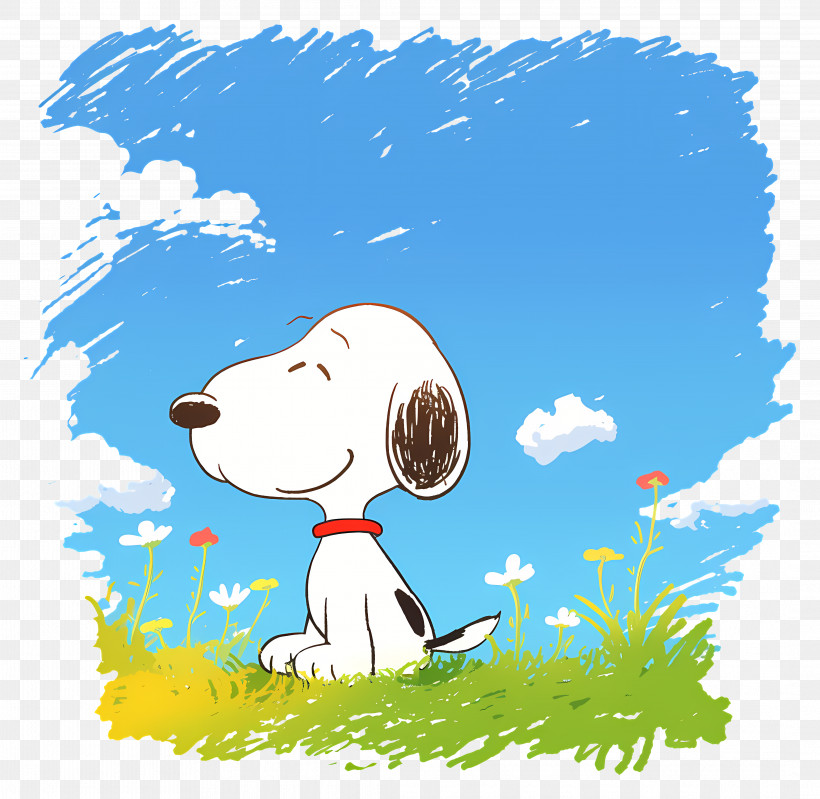 Snoopy Spring - Cartoon Of Snoopy In A Peaceful Flower Field, PNG ...