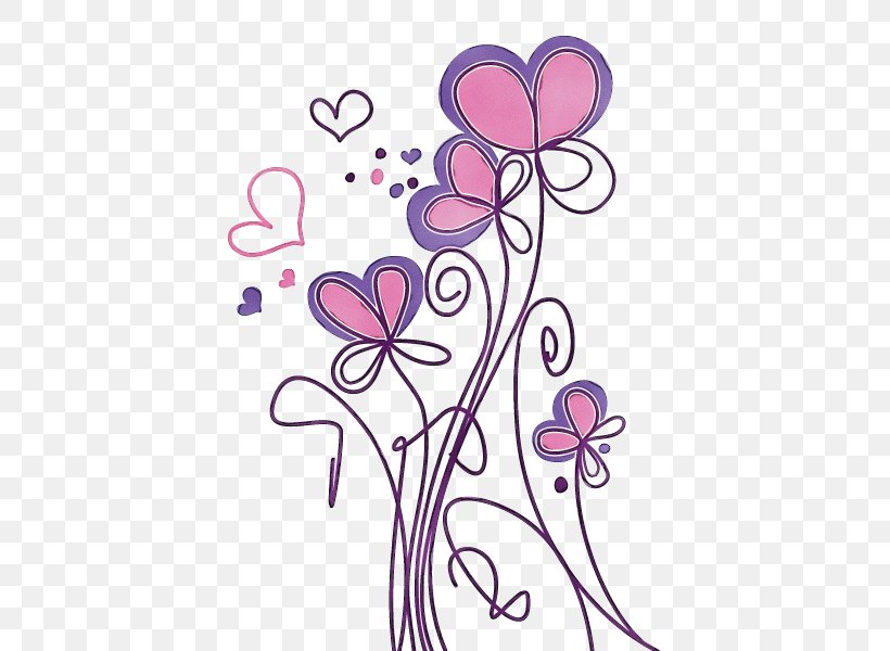 Pink Heart Pedicel Plant Flower, PNG, 600x600px, Watercolor, Flower, Heart, Line Art, Magenta Download Free