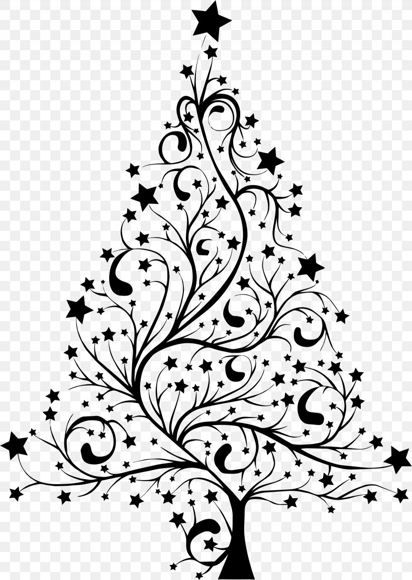 Christmas Tree Line Drawing, PNG, 1640x2313px, Christmas Tree, Blackandwhite, Branch, Cdr, Christmas Day Download Free