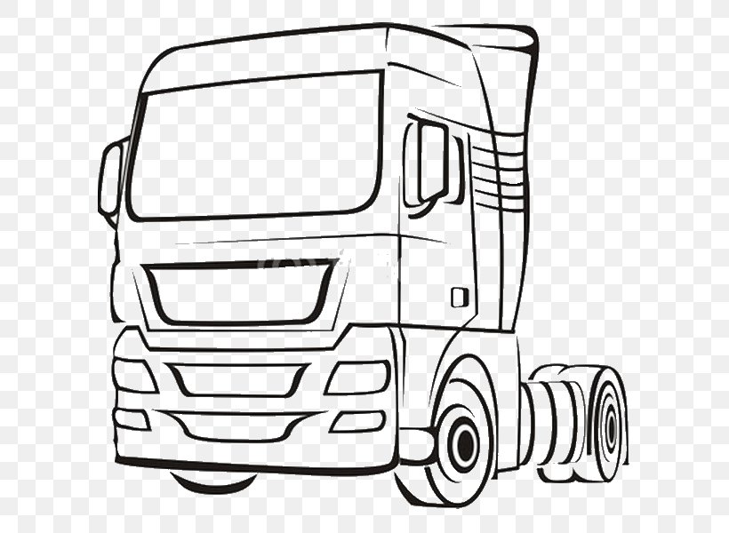 Car Truck Tractor Unit Clip Art, PNG, 600x600px, Car, Area, Auto Part, Automotive Design, Black And White Download Free
