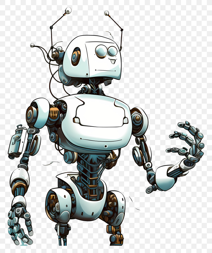 Robot Drawing - Friendly Robot With Mechanical Design PNG