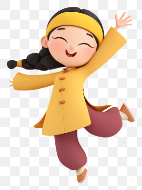 Cheerful Vietnamese Girl - Joyful Girl In Yellow Coat PNG
