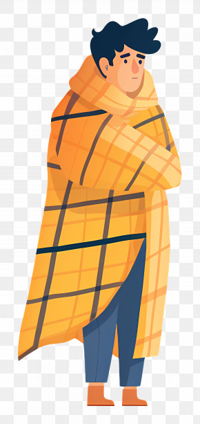 Boy In Blanket - Man Wrapped In Blanket Feeling Cold PNG