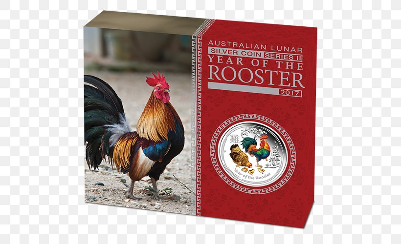 Australia Rooster Lunar Series Silver Coin, PNG, 500x500px, 2017, Australia, Advertising, Australian Lunar, Chicken Download Free