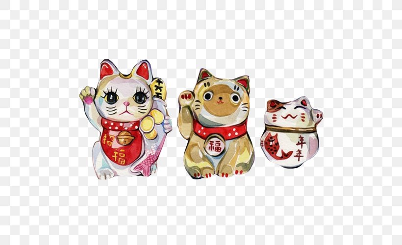 Cat Maneki-neko Paw Luck Illustration, PNG, 500x500px, Cat, Catgirl, Chinese New Year, Drawing, Luck Download Free