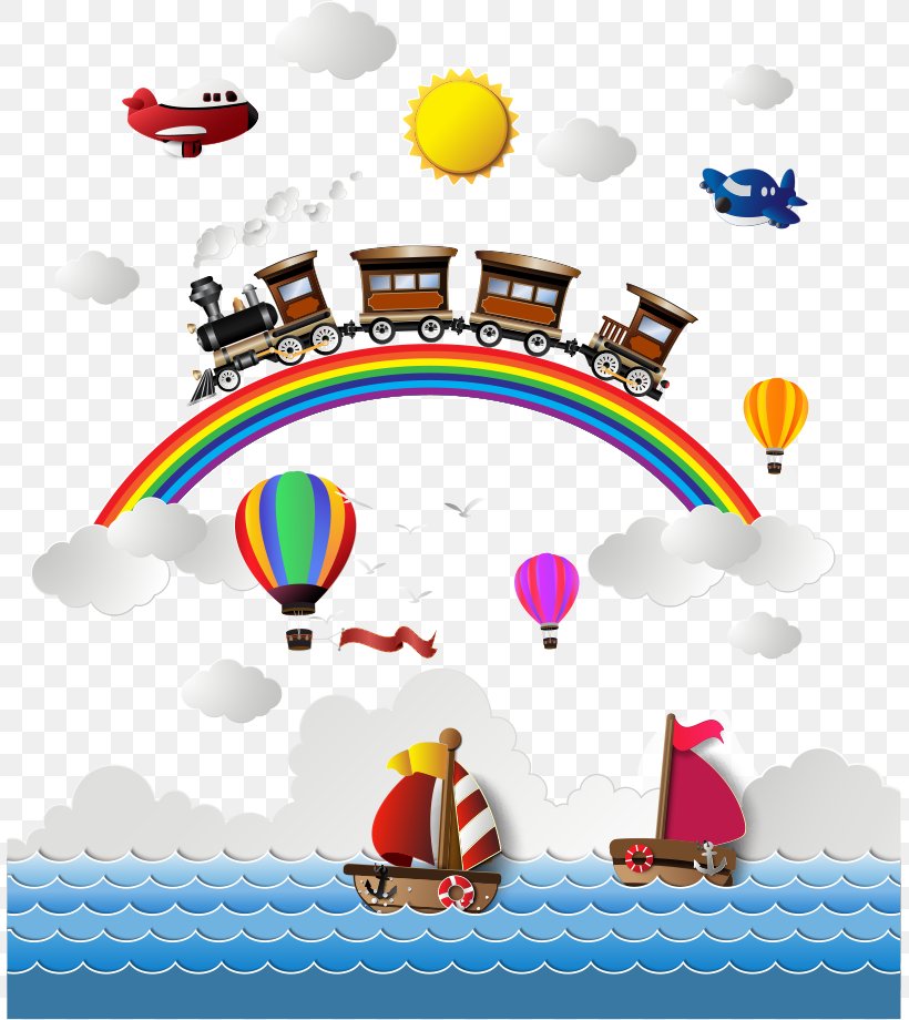 Airplane Train Rainbow Clip Art, PNG, 807x920px, Airplane, Area, Art, Balloon, Cartoon Download Free