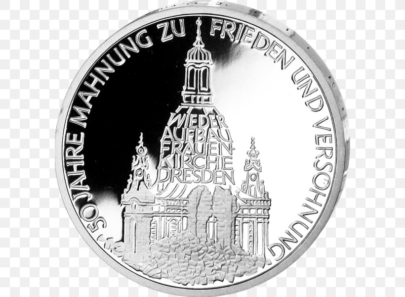 Dresden Frauenkirche Coin Deutsche Mark Dm-drogerie Markt An Der Frauenkirche, PNG, 598x600px, Dresden Frauenkirche, Black And White, Coin, Commemorative Coin, Currency Download Free