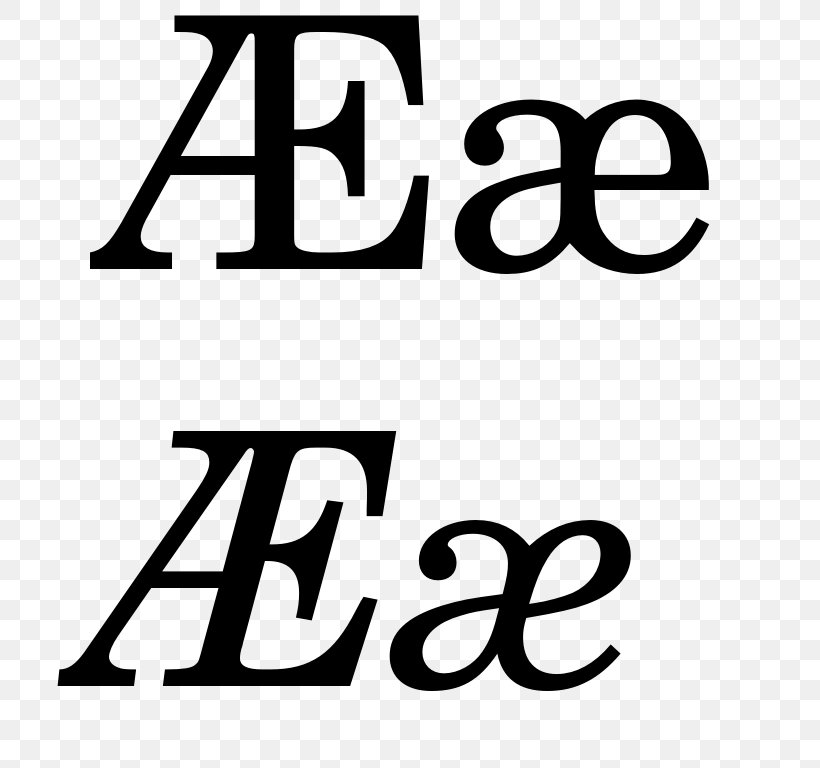 Æ Letter Alphabet Typographic Ligature, PNG, 768x768px, Letter, Alphabet, Area, Black, Black And White Download Free