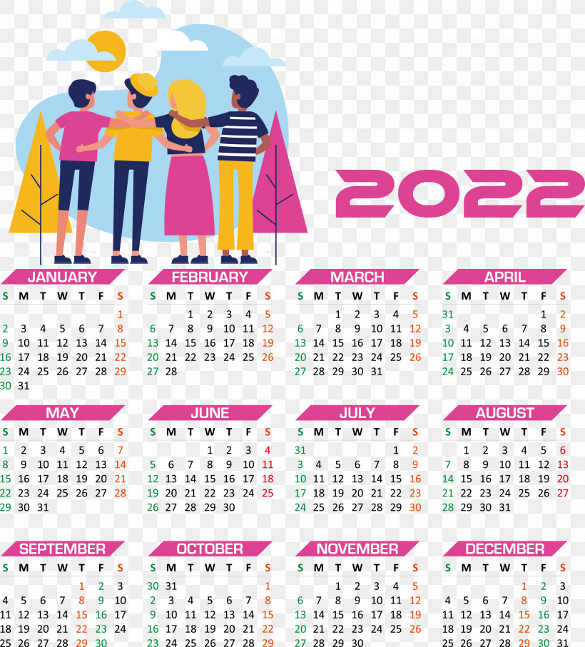 2022 Calendar Year 2022 Calendar Yearly 2022 Calendar, PNG, 2710x3000px, Calendar System, Friendship, Gesture, Happiness, Hug Download Free