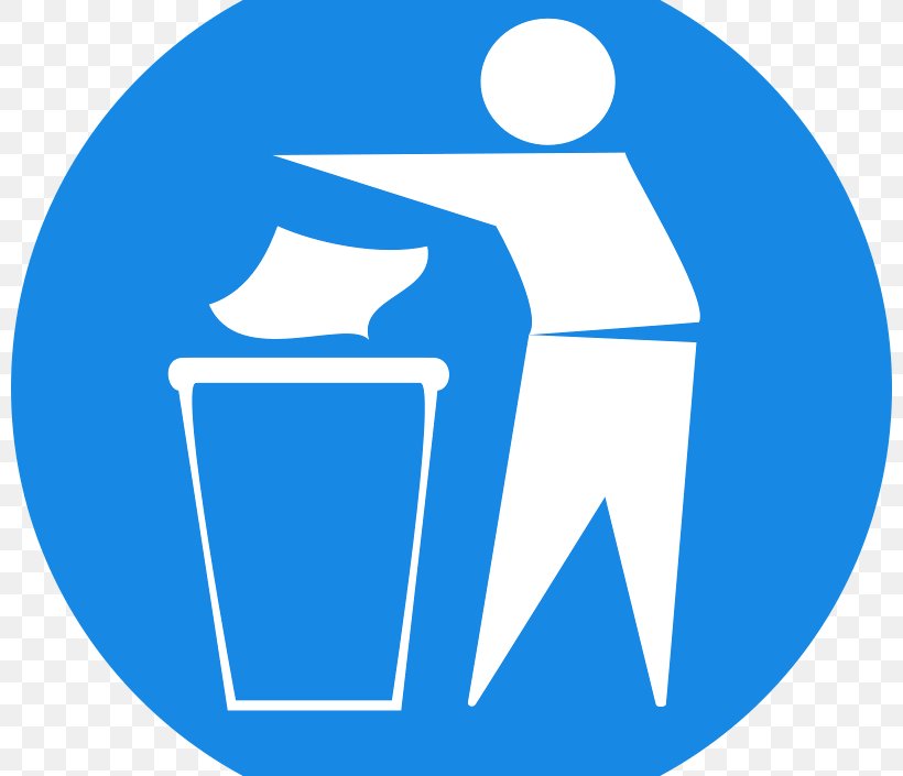 Rubbish Bins & Waste Paper Baskets Recycling Bin Clip Art Sign, PNG, 800x705px, Rubbish Bins Waste Paper Baskets, Adhesive, Area, Bin Bag, Blue Download Free