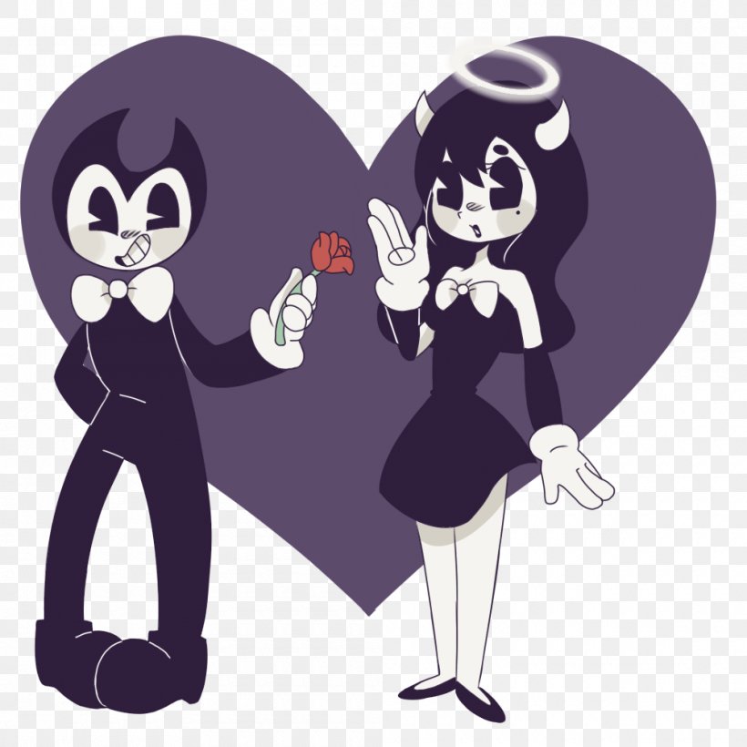 Bendy And The Ink Machine Cartoon Fan Art, PNG, 1000x1000px, Watercolor, Cartoon, Flower, Frame, Heart Download Free