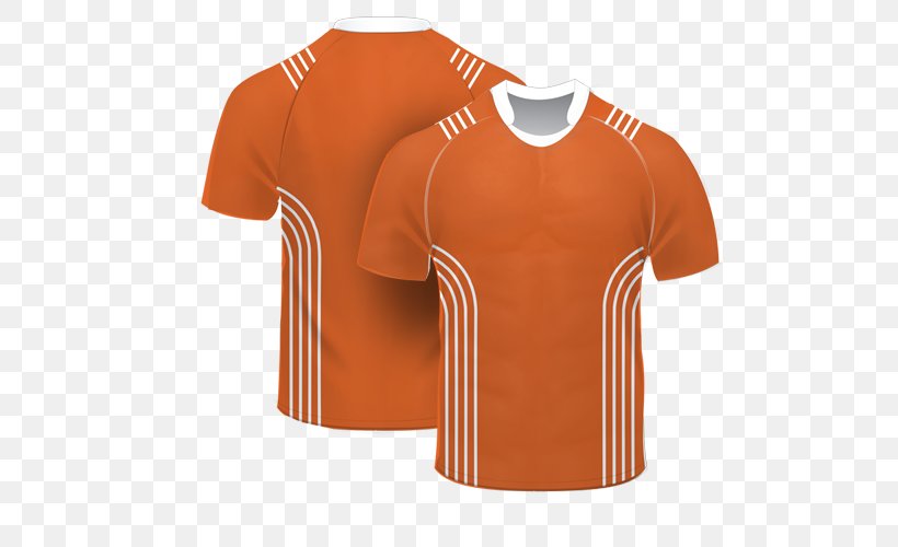 Jersey Rugby Shirt T-shirt Sleeve, PNG, 500x500px, Jersey, Active Shirt, Clothing, Neck, Orange Download Free