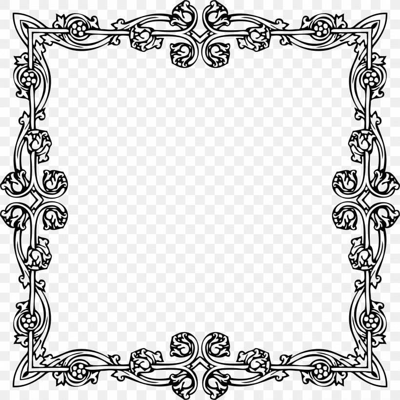 Victorian Era Picture Frames, PNG, 2286x2286px, Victorian Era, Area, Black And White, Body Jewelry, Border Download Free