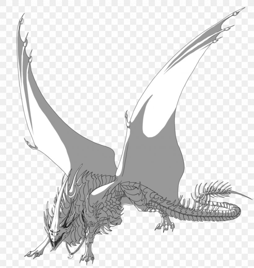 Dragon Bird Of Prey Fauna Beak, PNG, 870x919px, Dragon, Beak, Bird, Bird Of Prey, Black And White Download Free