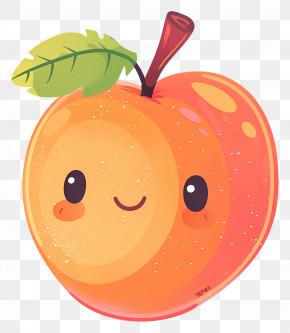 Cartoon Peach - Adorable Smiling Cartoon Peach PNG