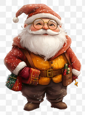 Santa - Santa Claus Holding Gifts In Red Suit PNG